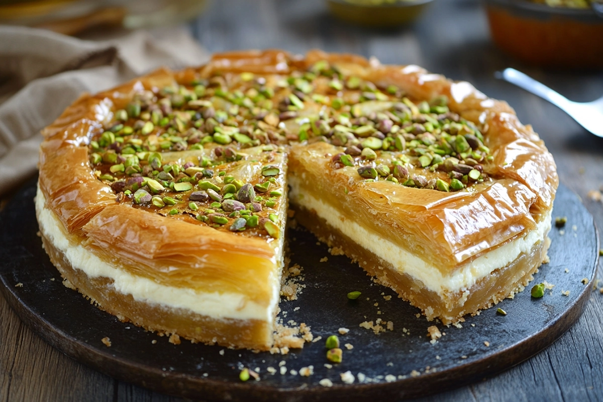Honey Pistachio Baklava Cheesecake