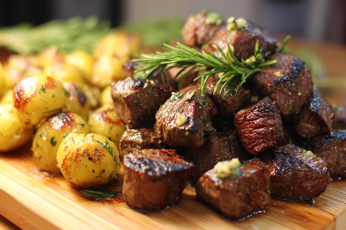 Butter Steak Bites With Garlic Herb Potatoes
