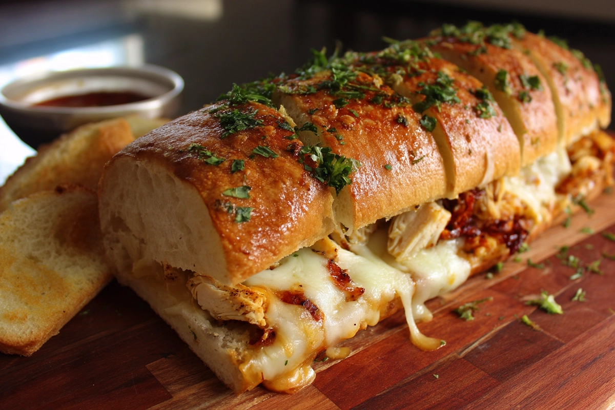 Cheesy Chicken Garlic Bread Sandwich: A Deliciously Indulgent Treat 2 Cheesy Chicken Garlic Bread Sandwich