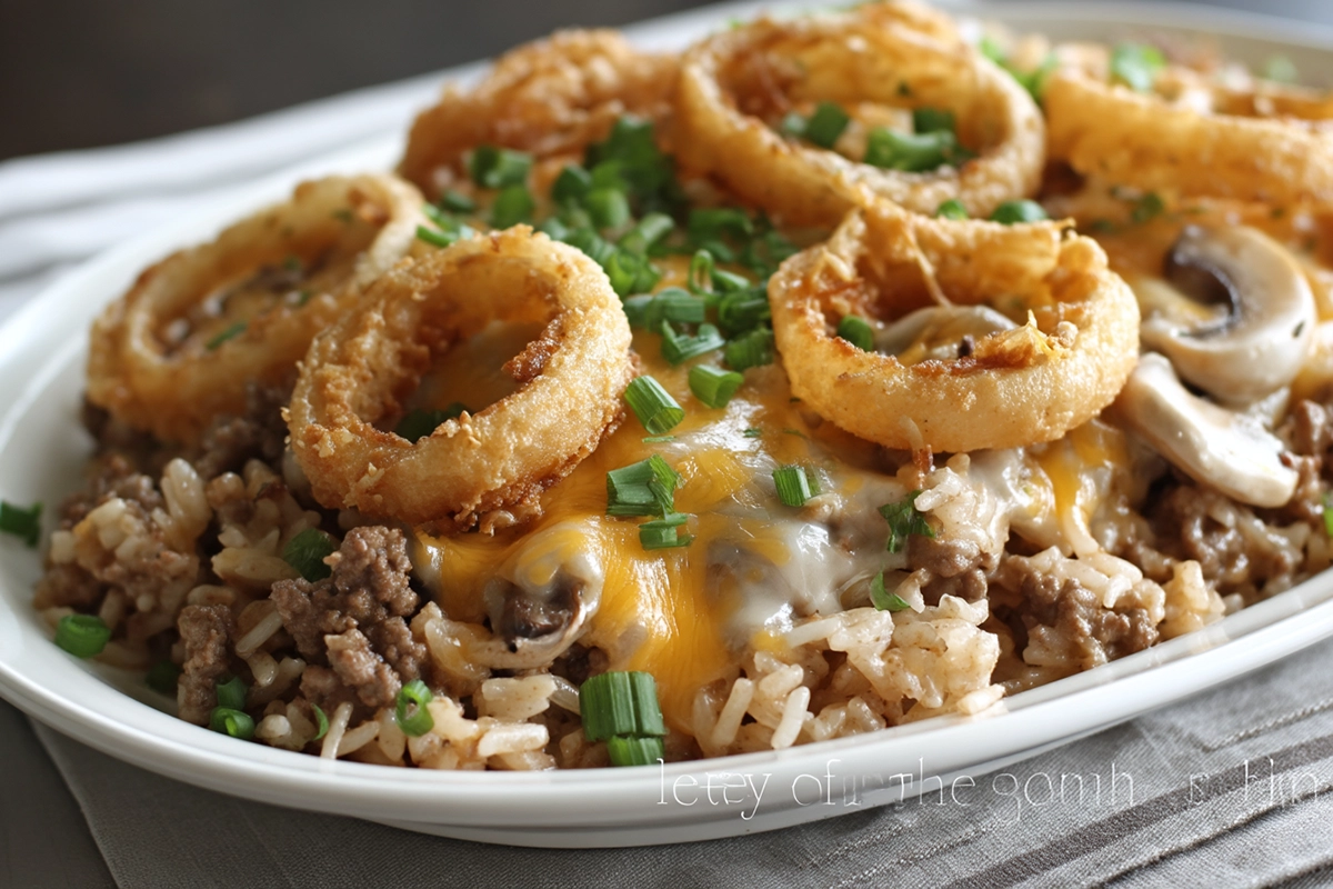 French Onion Ground Beef And Rice Casserole