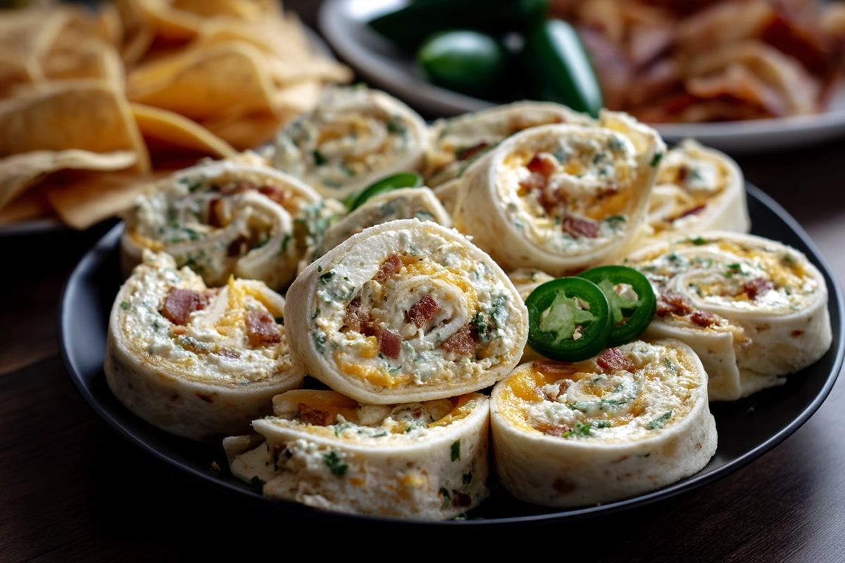 Jalapeno Popper Cream Cheese Pinwheels With Tortillas