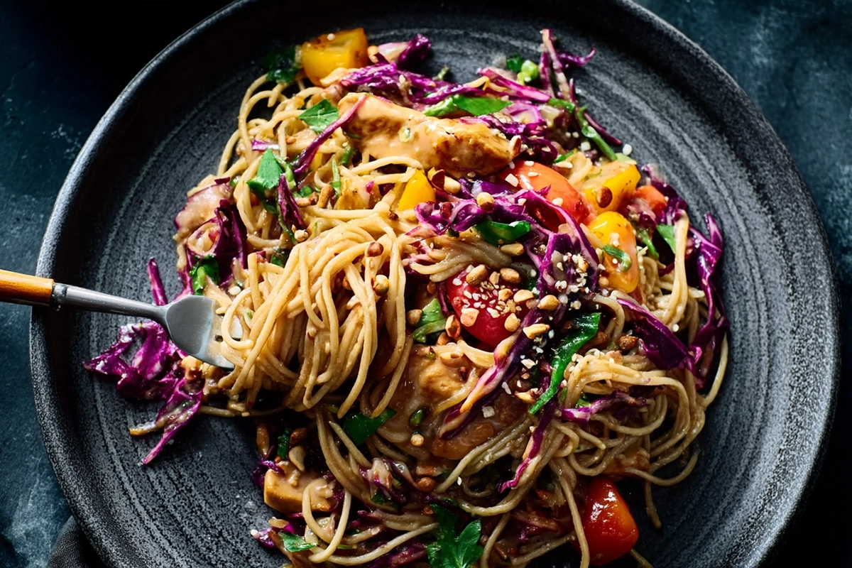 Spicy Peanut Soba Noodle Salad