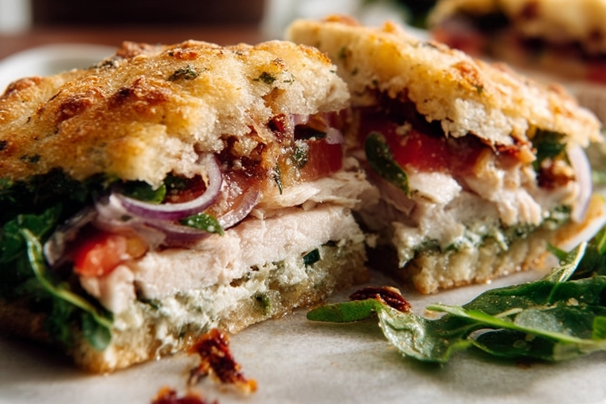 Trader Joe's Sun Dried Tomato Focaccia Turkey Sandwich