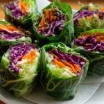 detox rainbow roll ups with peanut sauce