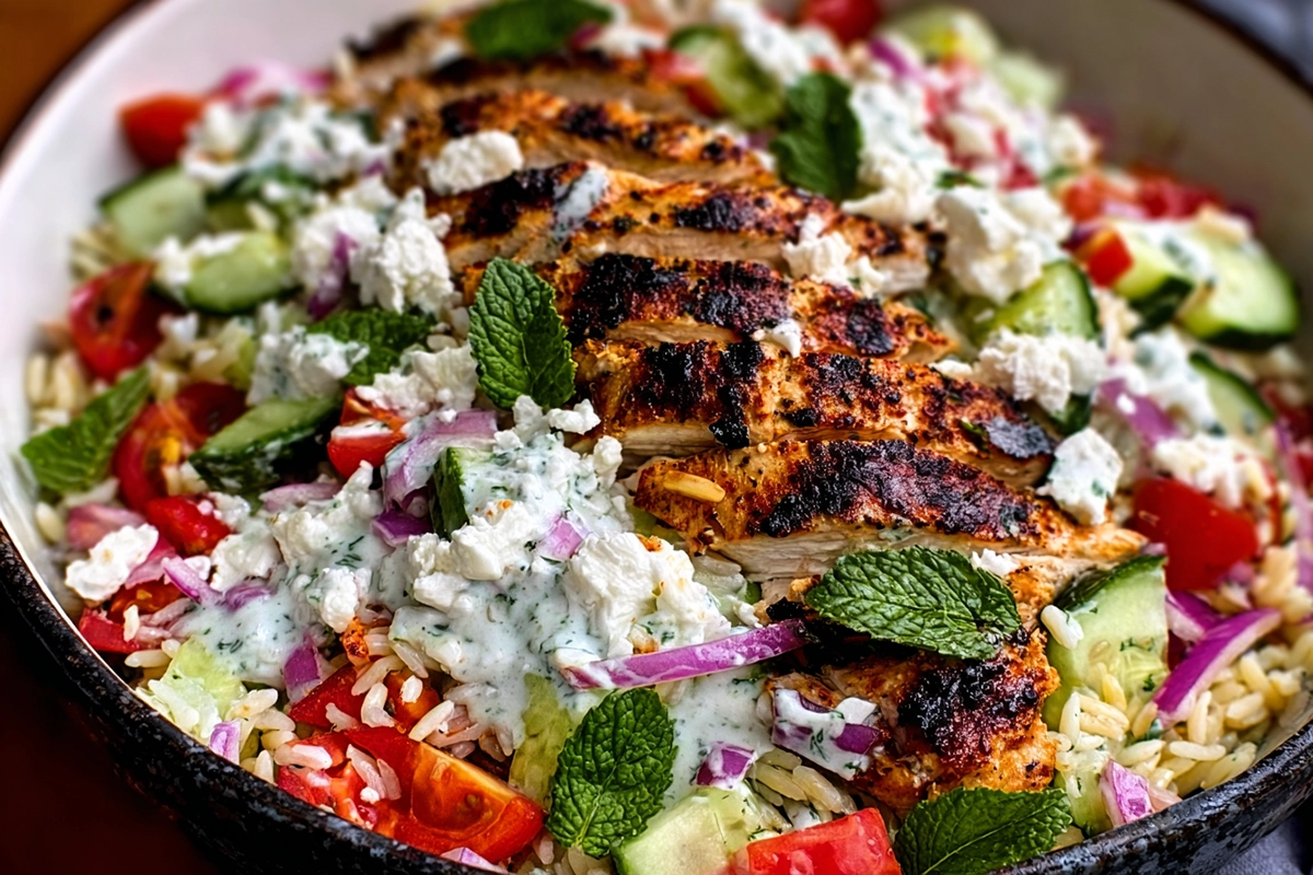 Greek Chicken Orzo Power Bowls