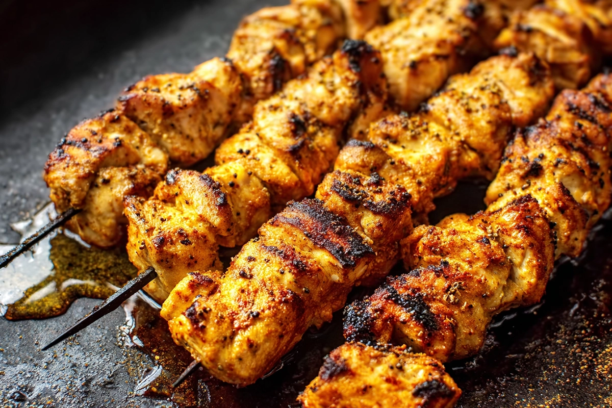 Greek Chicken Skewers With Feta Fries Recip
