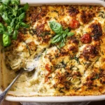 One Pan Caprese Pesto Orzo Bake Recipe