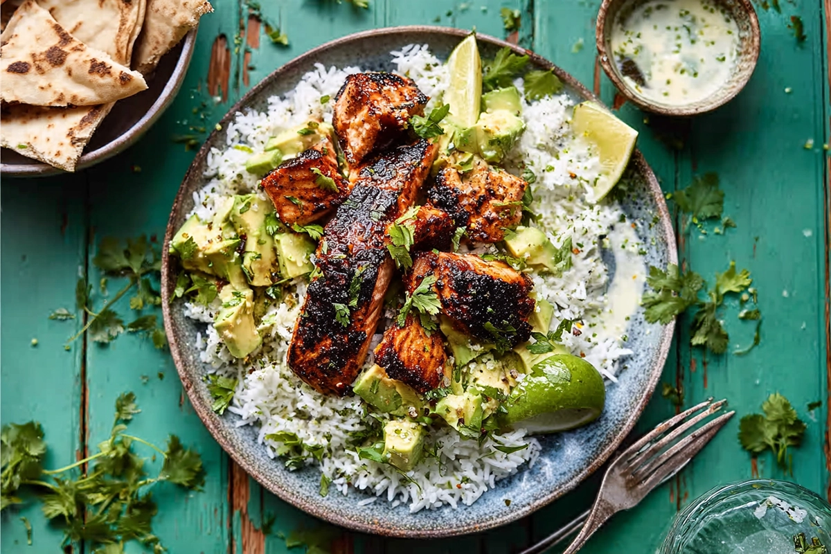 Spicy Chipotle Honey Salmon Bowls Recip Spicy Chipotle Honey Salmon Bowls: A Flavour-Packed Salmon Rice Bowl You’ll Crave Weekly