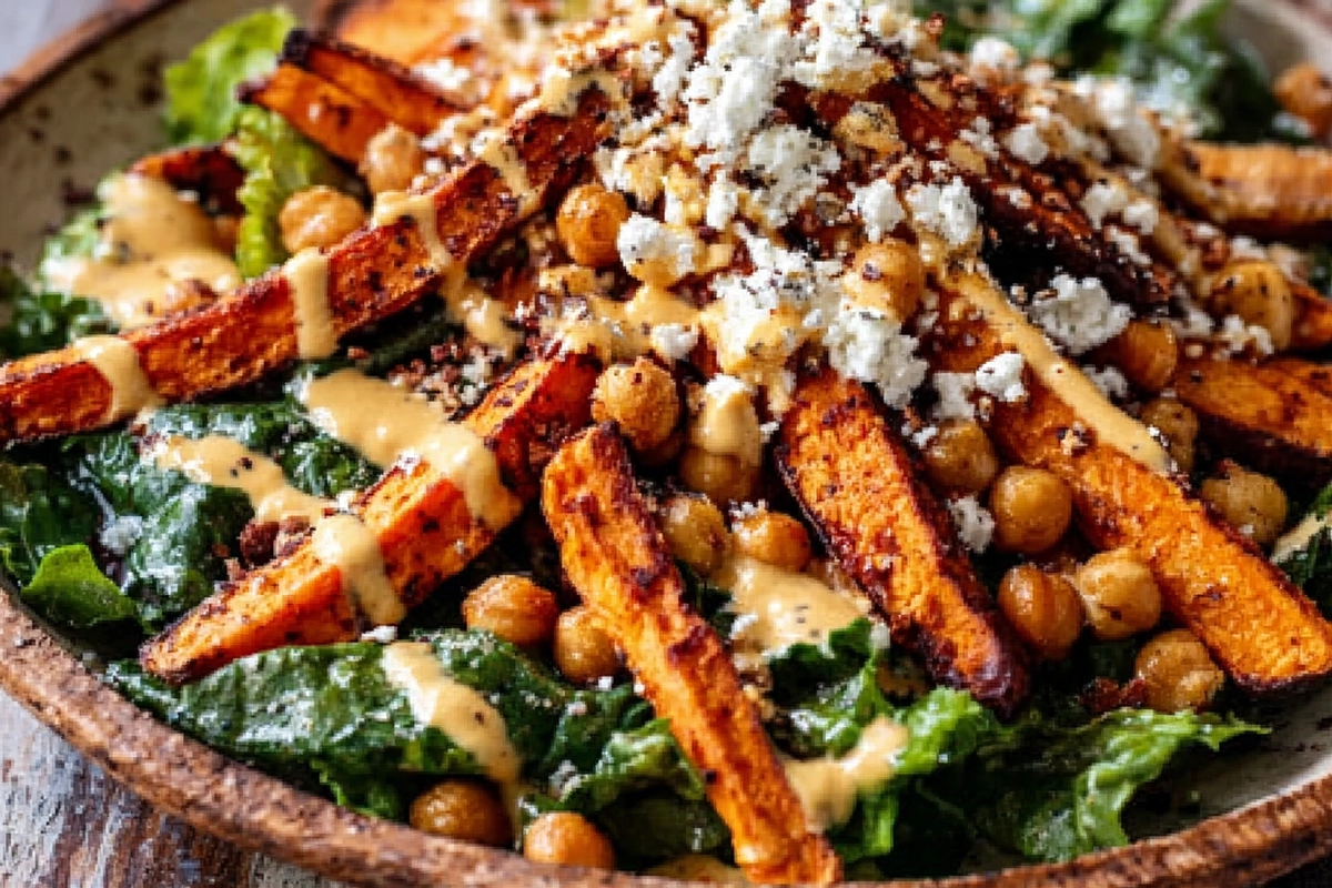 Sweet Potato Kale Salad with Creamy Honey Mustard Dressing