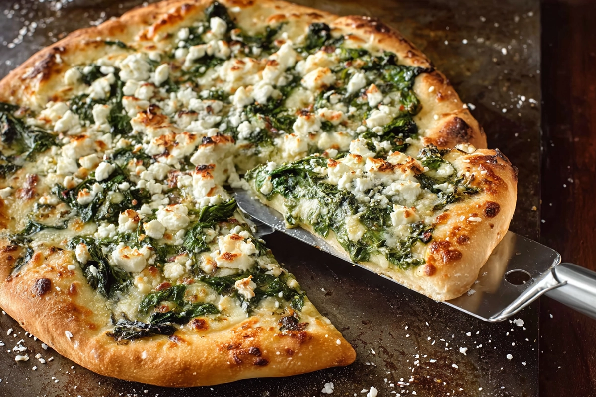 Three Cheese Pesto Spinach Flatbread Pizz
