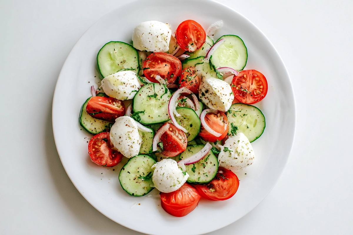 Fresh Cucumber Caprese Salad