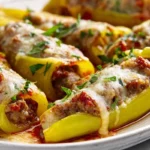 Italian sausage stuffed banana peppers