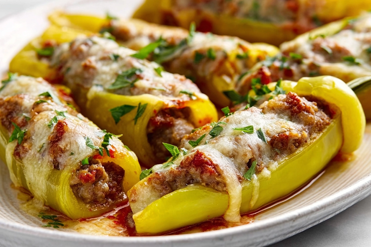  Italian sausage stuffed banana peppers