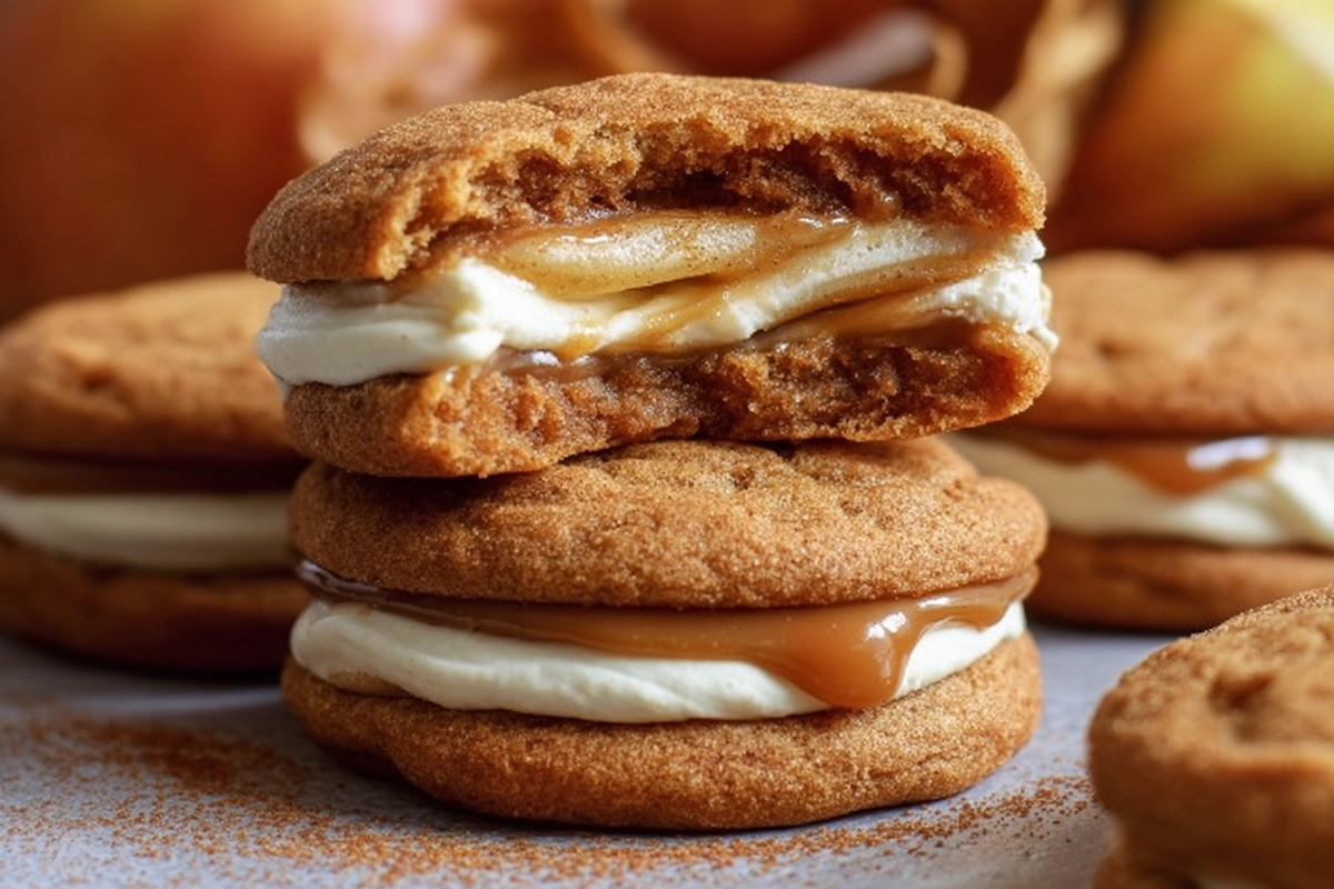 Apple Cider Whoopie Pies with Caramel Filling: The Cozy Fall Treat You Need Right Now 4 Apple Cider Whoopie Pie cookies with Caramel Fillin