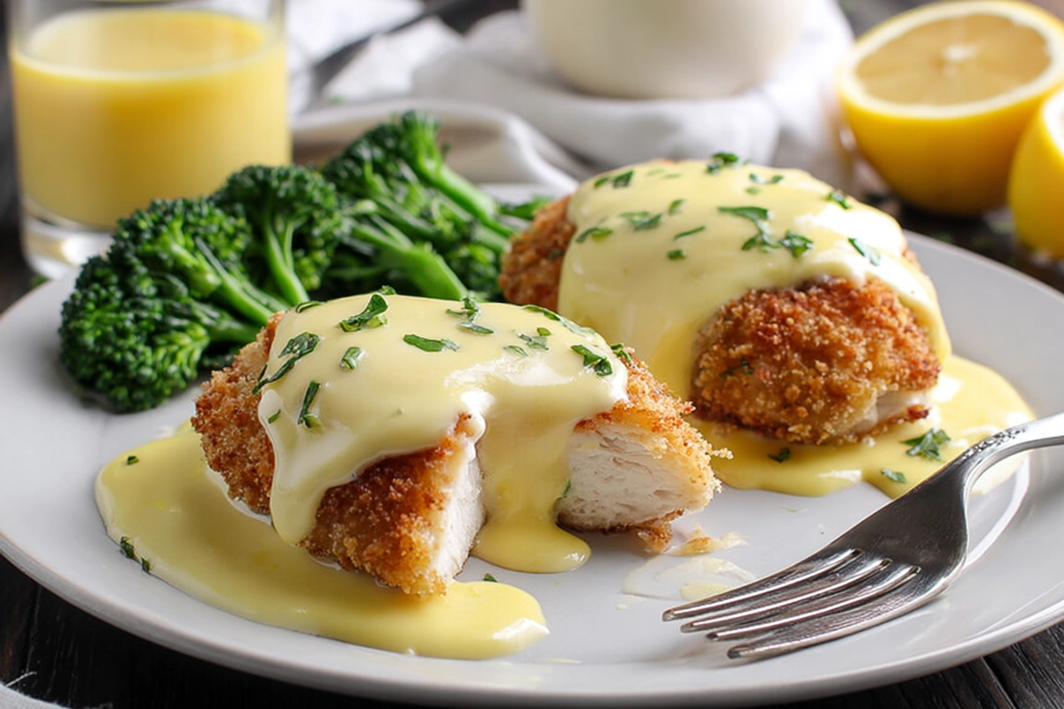 Easy Chicken Oscar Recipe Made with Hollandaise Sauc