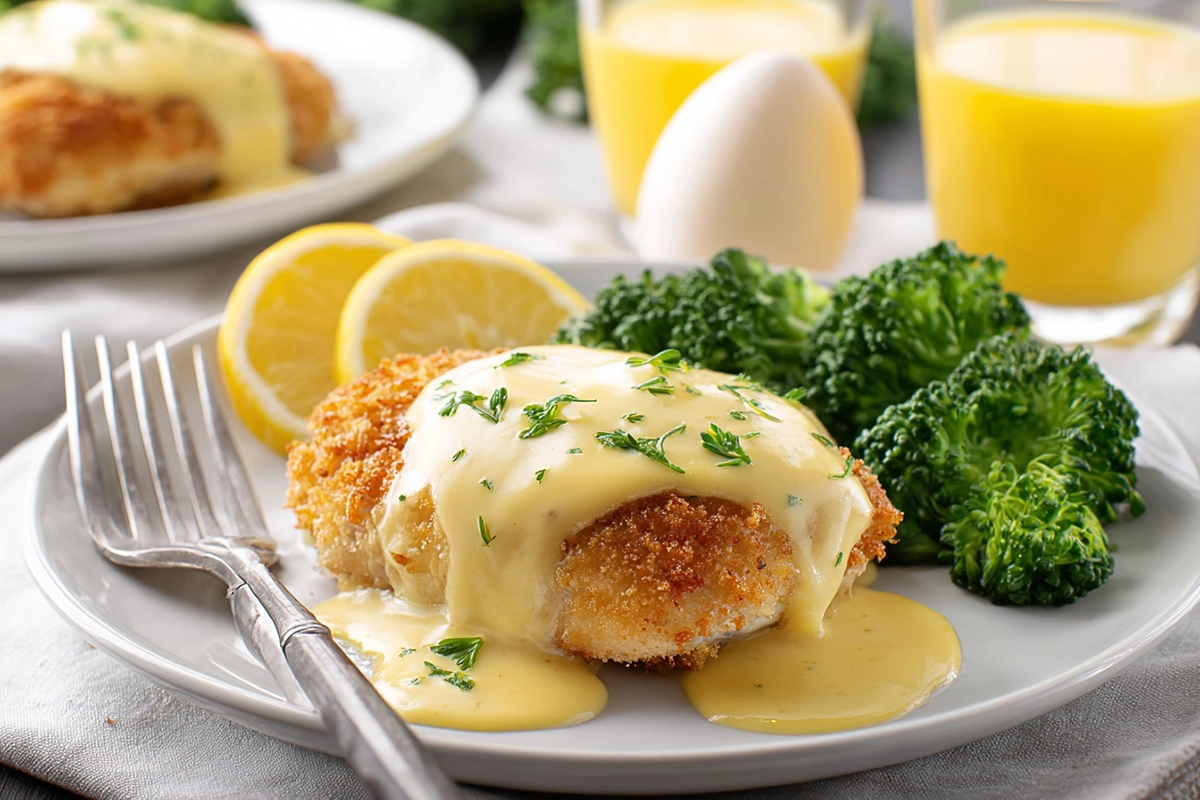 Easy Chicken Oscar Recipe Made with Hollandaise Sauce