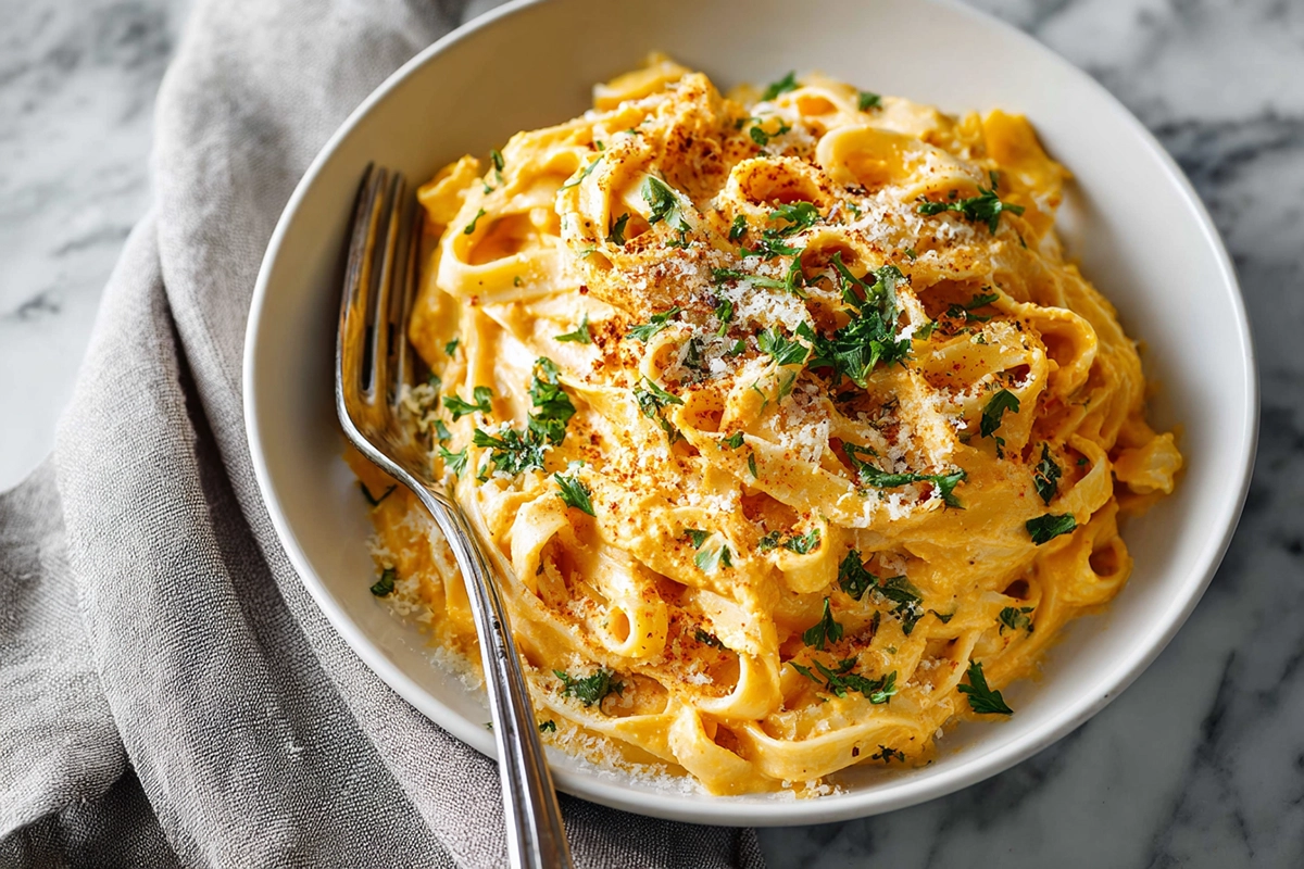 Easy Creamy Pumpkin Alfredo Pasta