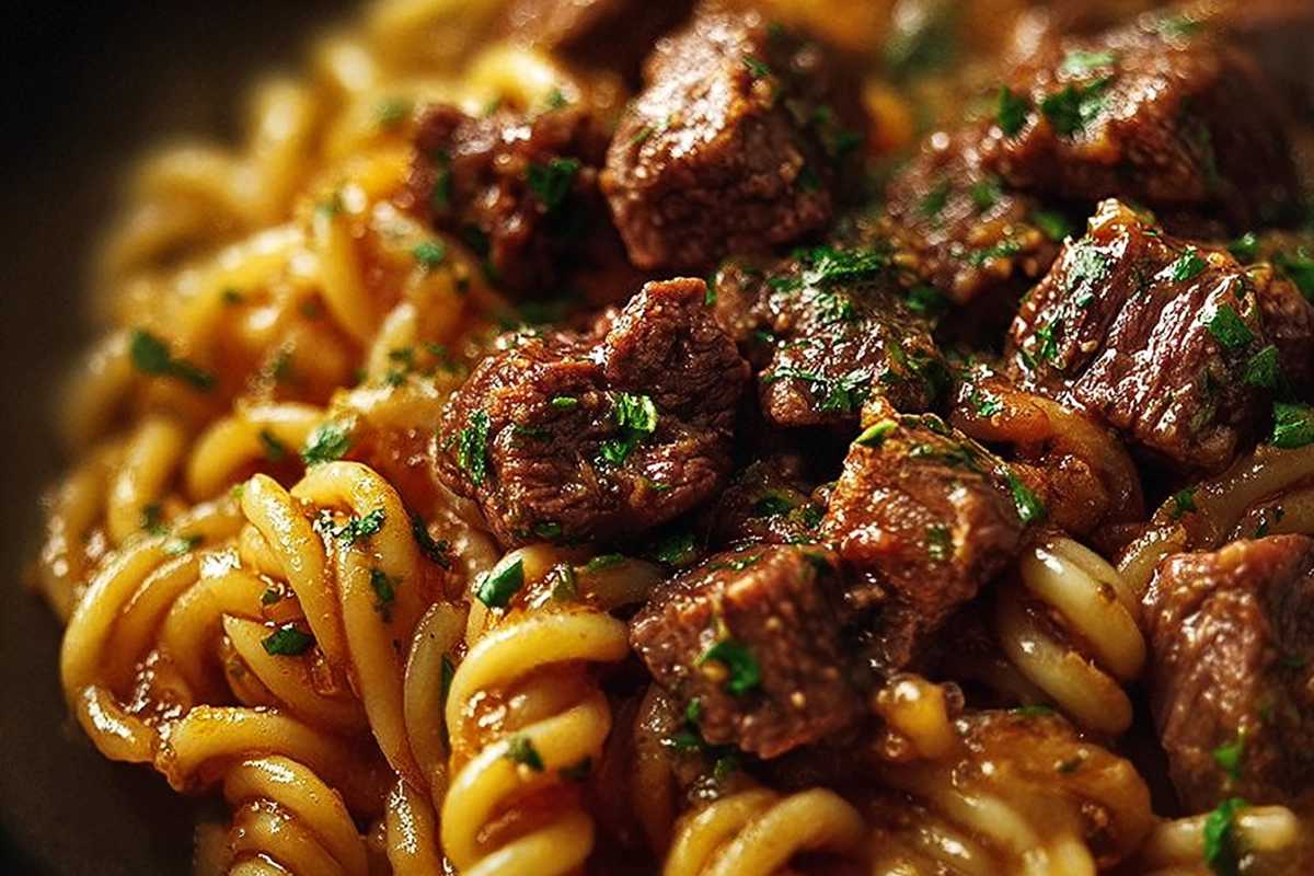 One-Pot Creamy Spicy Garlic Butter Steak & Pasta