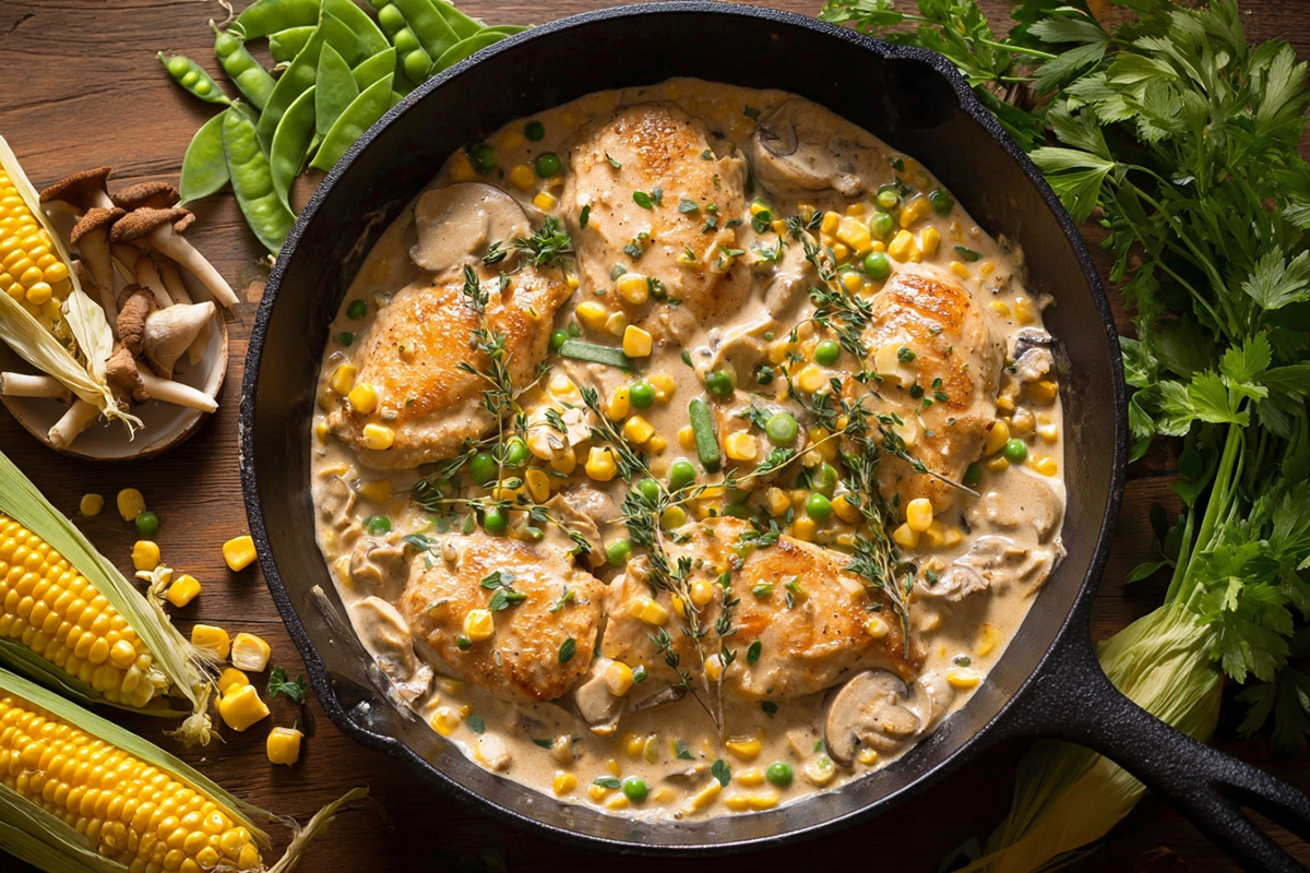 Skillet Creamy Cajun Chicken Lazone with Herby Corn – A Spicy Weeknight Wonder 4 Skillet Creamy Cajun Chicken Lazone with Herby Cor