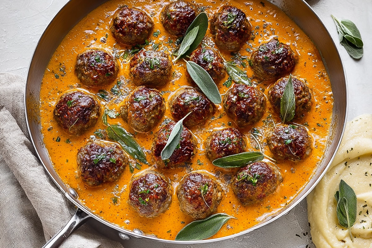 Turkey Meatballs in Pumpkin Sage Sauce