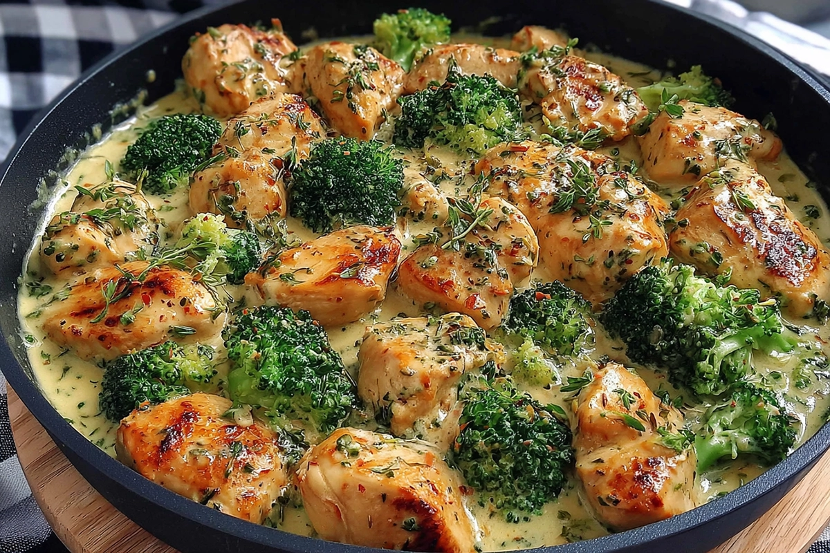 Creamy Garlic Chicken and Broccoli Skillet