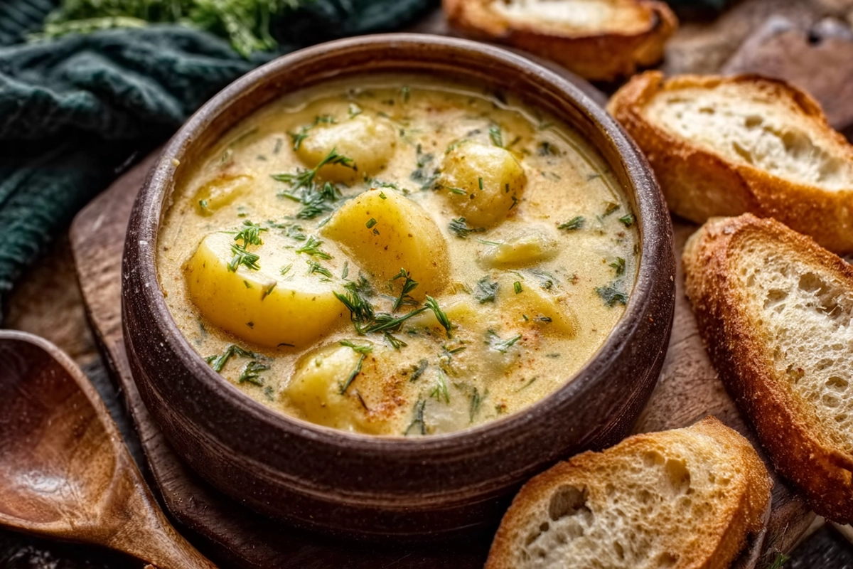 Hearty Cheddar Garlic Herb Potato Soup Recipe