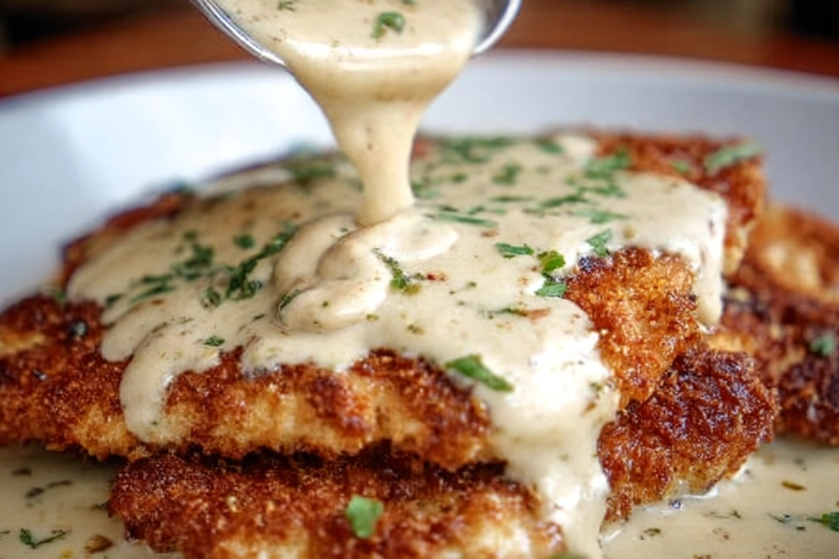 Parmesan Crusted Chicken with Creamy Garlic Sauc