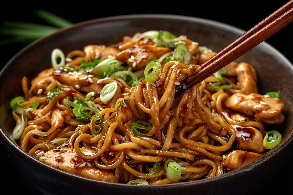 Sticky Garlic Chicken Noodles