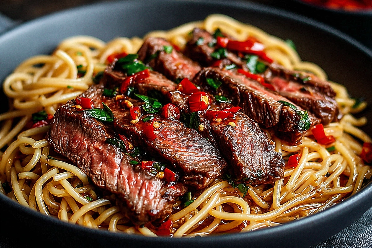Garlic Steak Pasta