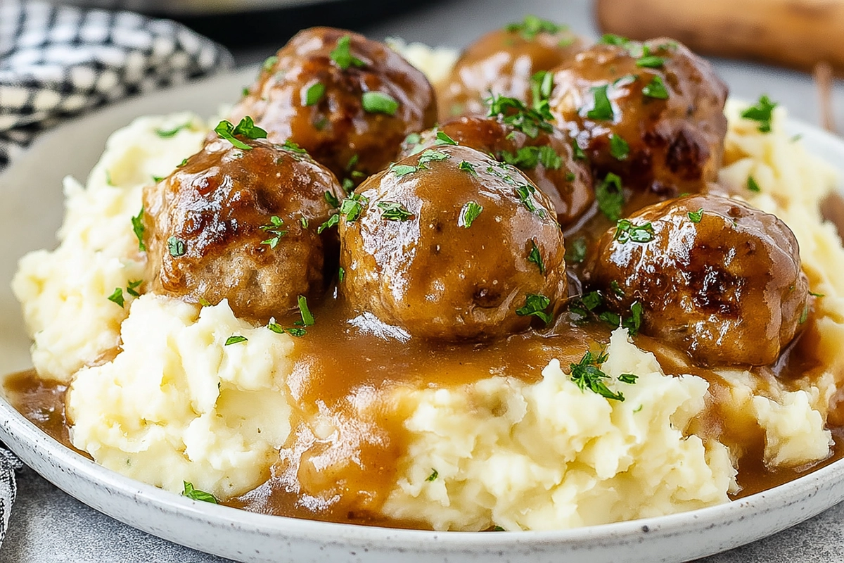 Slow Cooker Salisbury Steak Meatballs