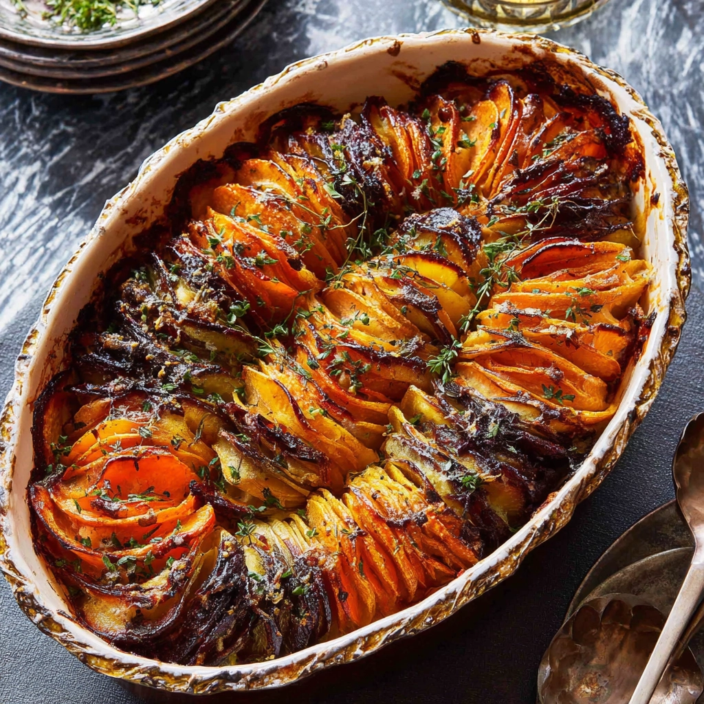 Cheesy Root Vegetable Gratin Thanksgiving Dish