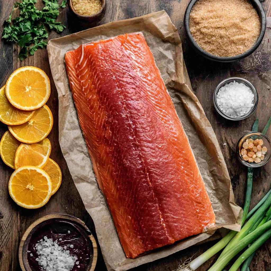 Christmas Salmon Recipe: A Stunning Holiday Dish That Steals the Show 5 christmas salmon ingredients flat lay