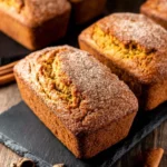 cinnamon swirl pumpkin bread minis on wooden board
