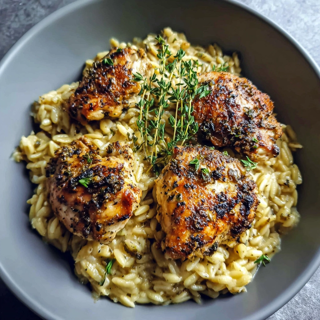 slow cooker parmesan herb chicken with orzo