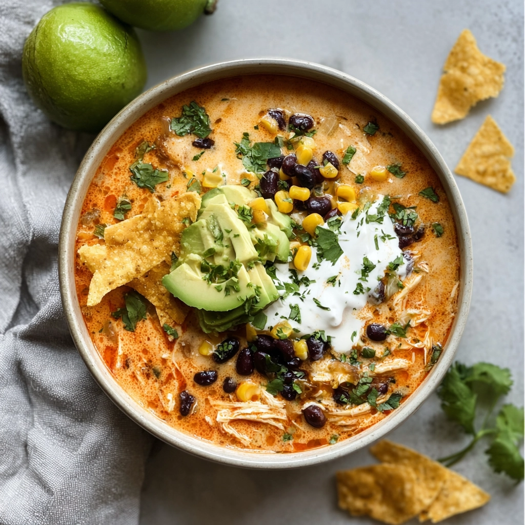 reamy chicken enchilada soup with toppings