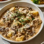 gordon ramsay beef stroganoff served with noodles