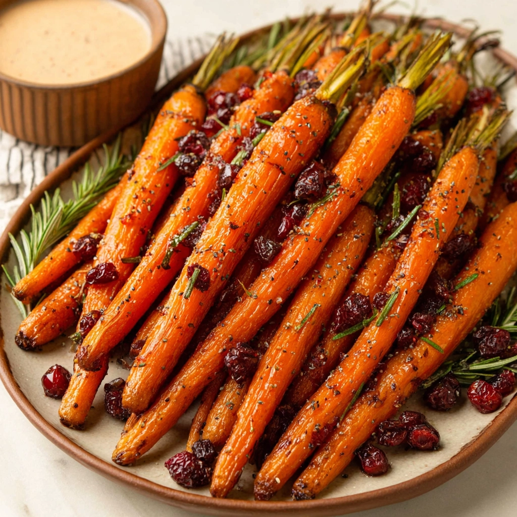 Maple Roasted Carrots with Cranberries: A Sweet and Savory Holiday Side 5 “served maple roasted carrots with cranberries and almonds”