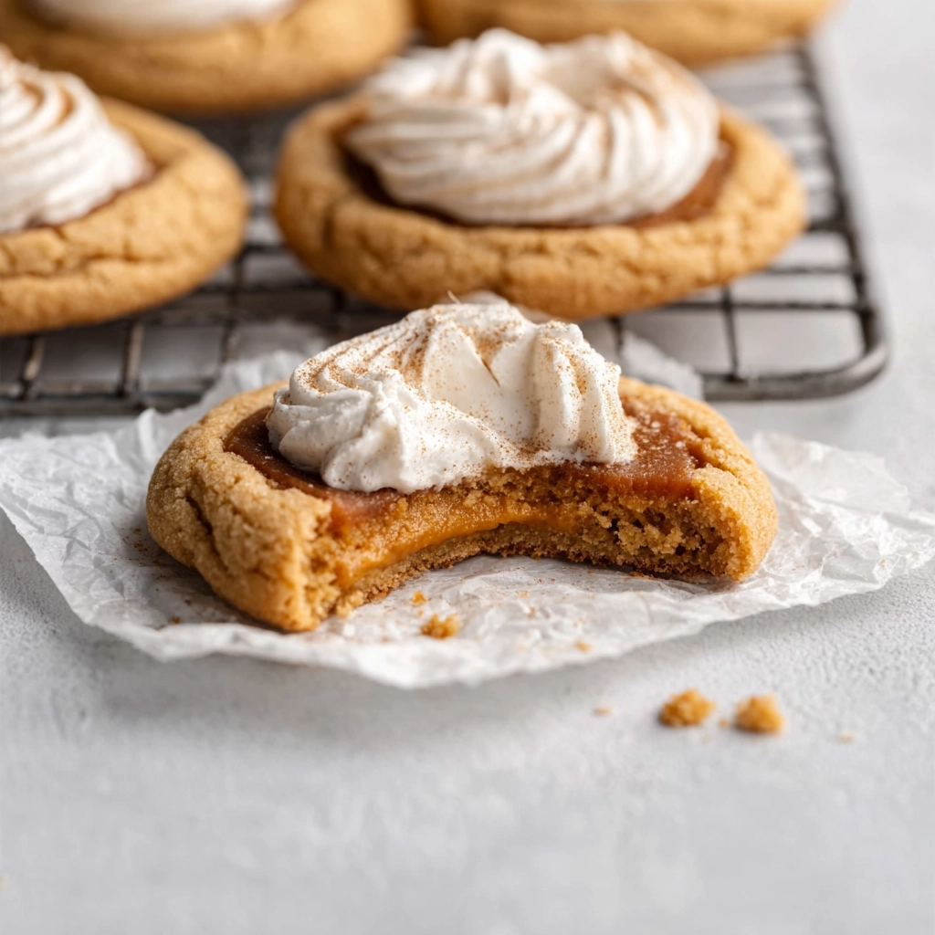 pumpkin pie cookies on plate with whipped cream