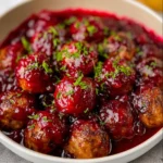 quick Christmas cranberry meatballs holiday platter