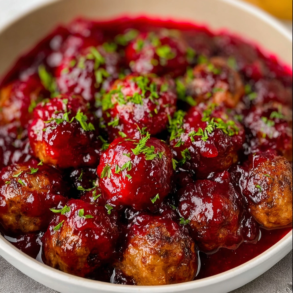 quick Christmas cranberry meatballs holiday platter