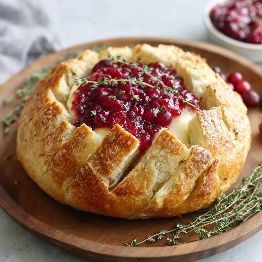 serving brie cranberry christmas wreath appetizer