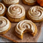 serving soft pumpkin cookies with cinnamon frosting