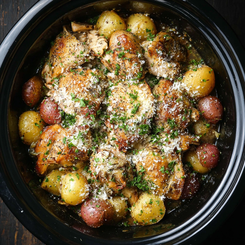 Slow Cooker Garlic Parmesan Chicken and Potatoes: The Ultimate Comfort Meal 5 slow cooker garlic parmesan chicken potatoes