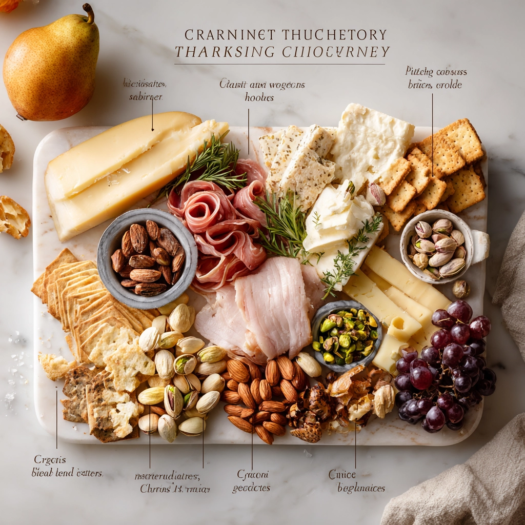 Ingredients for Thanksgiving turkey charcuterie board