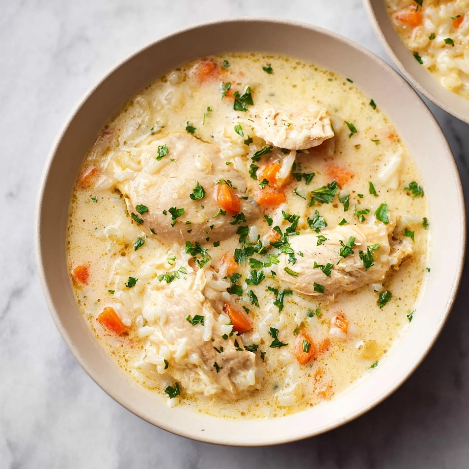 Creamy Chicken and Rice Soup Serving