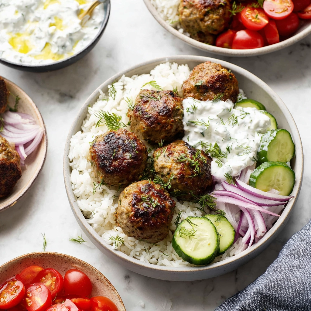 Flavorful Greek Turkey Meatballs with Creamy Tzatziki Serving