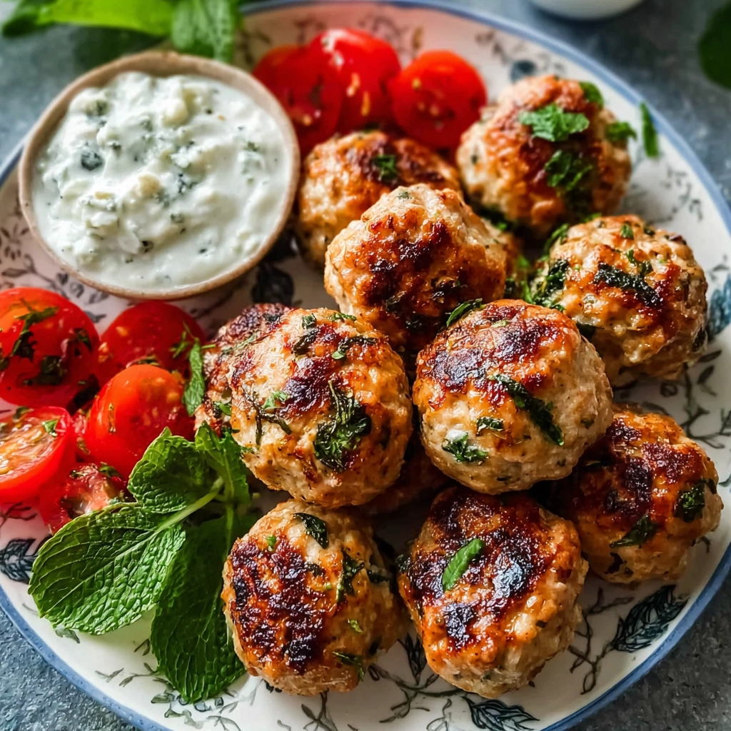 Greek Turkey Meatballs with Tzatziki Serving