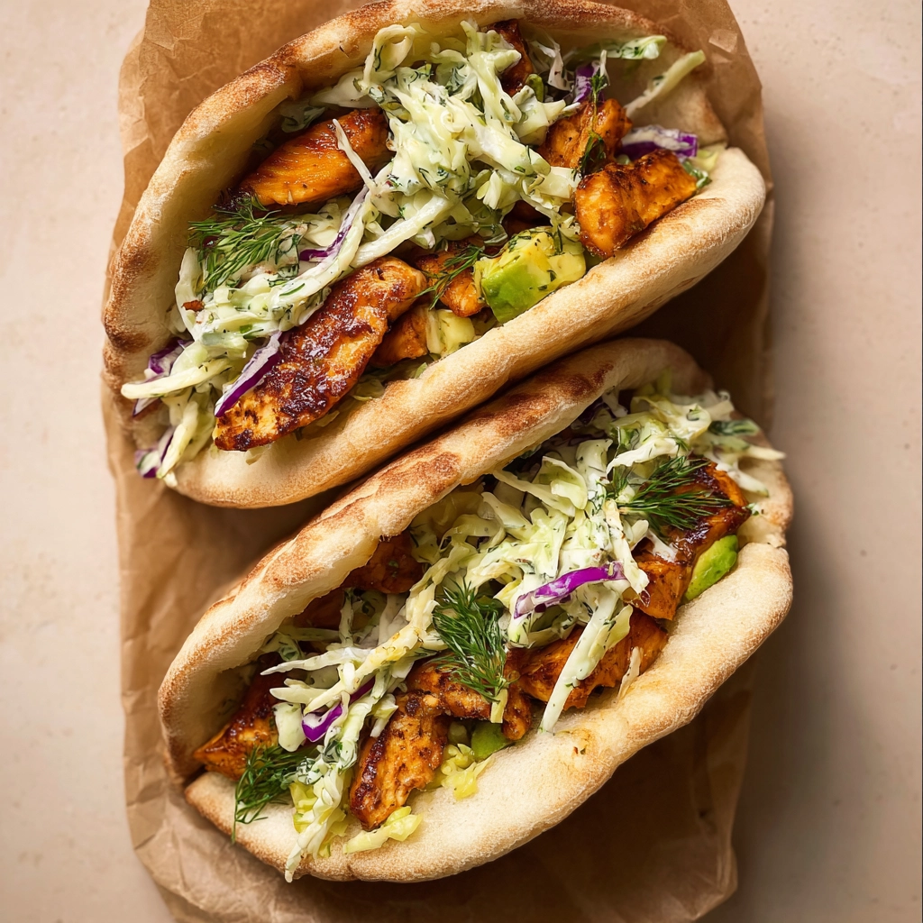 Sheet Pan Chicken Pitas with Fresh Herb Ranch Slaw