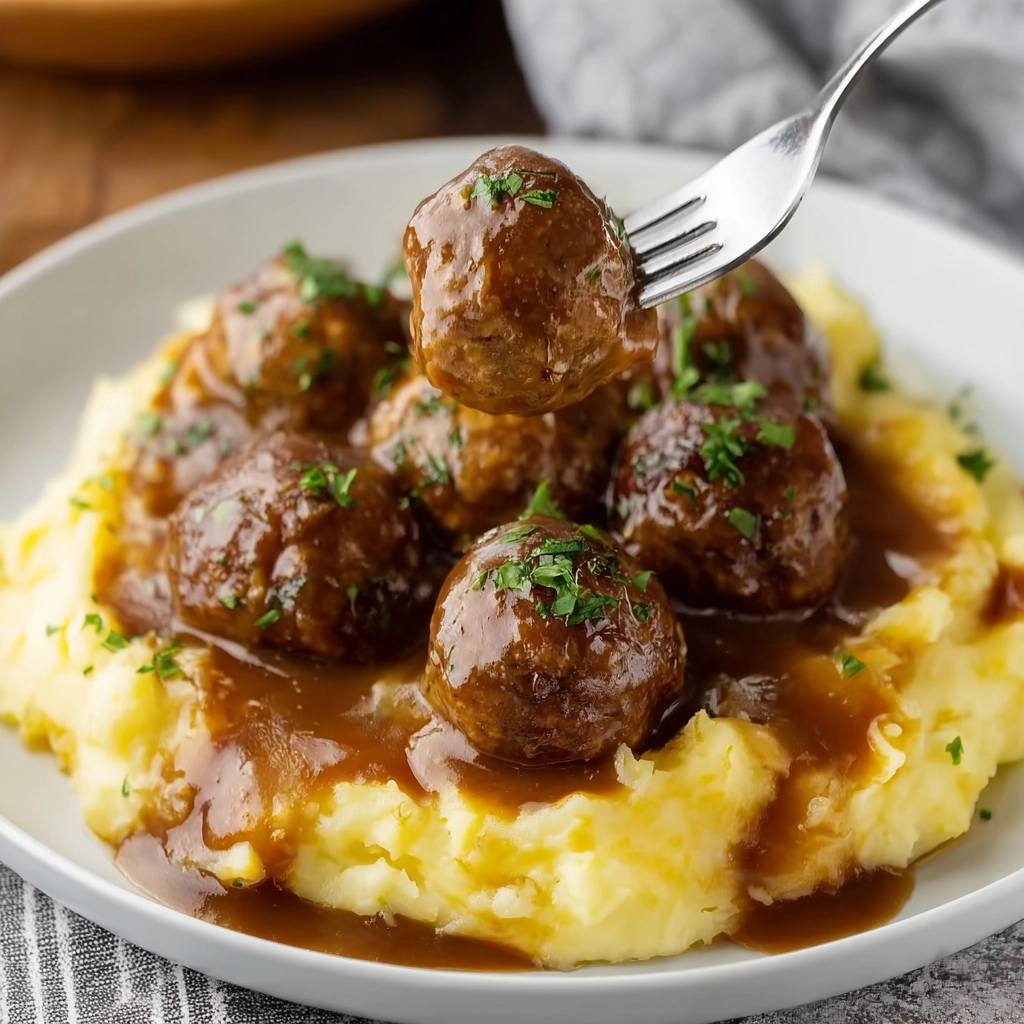 Slow Cooker Salisbury Steak Meatballs