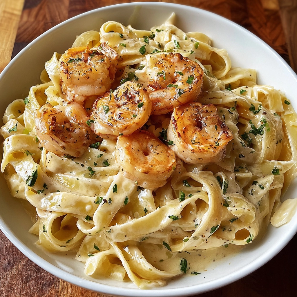 Creamy Shrimp Fettuccine Alfredo pasta